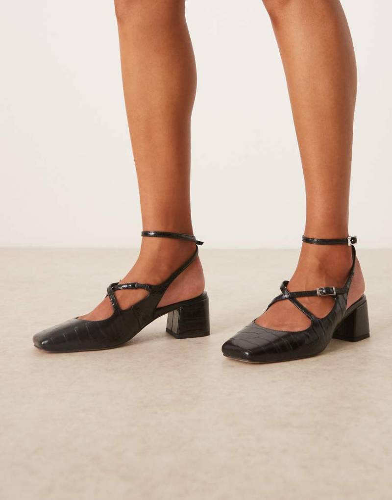 ASOS DESIGN - Simone - Schuhe in Schwarz mit mittelhohem Blockabsatz und Riemen mit Schnalle von ASOS DESIGN