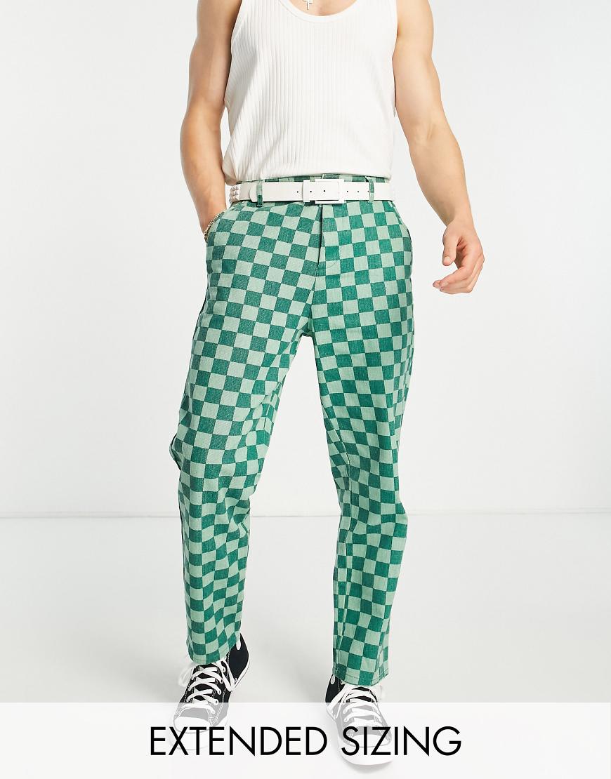 ASOS DESIGN - Skater-Hosen mit Schachbrettmuster in Grün ASOS DESIGN - Skater-Hosen mit Schachbrettmuster in Grün von ASOS DESIGN