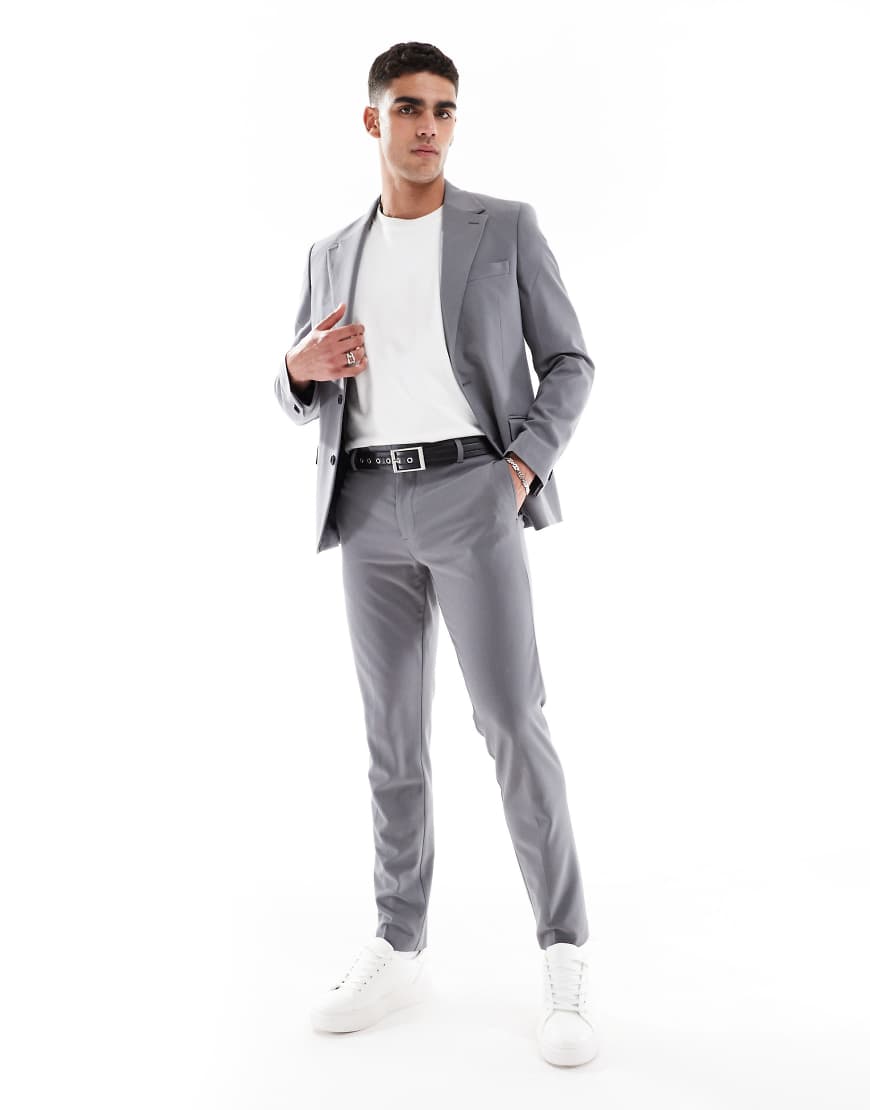 ASOS DESIGN - Skinny-Fit-Anzughose in Anthrazit mit Vier-Wege-Stretch-Grau von ASOS DESIGN