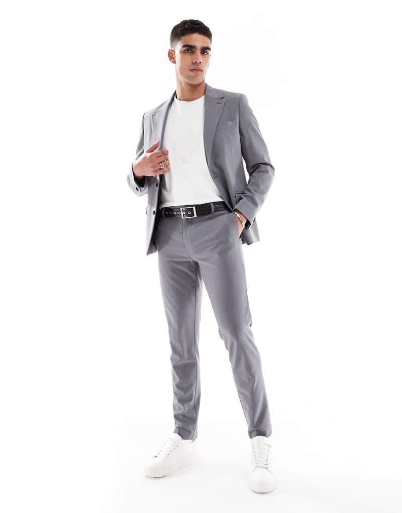 ASOS DESIGN - Skinny-Fit-Anzughose in Anthrazit mit Vier-Wege-Stretch-Grau von ASOS DESIGN