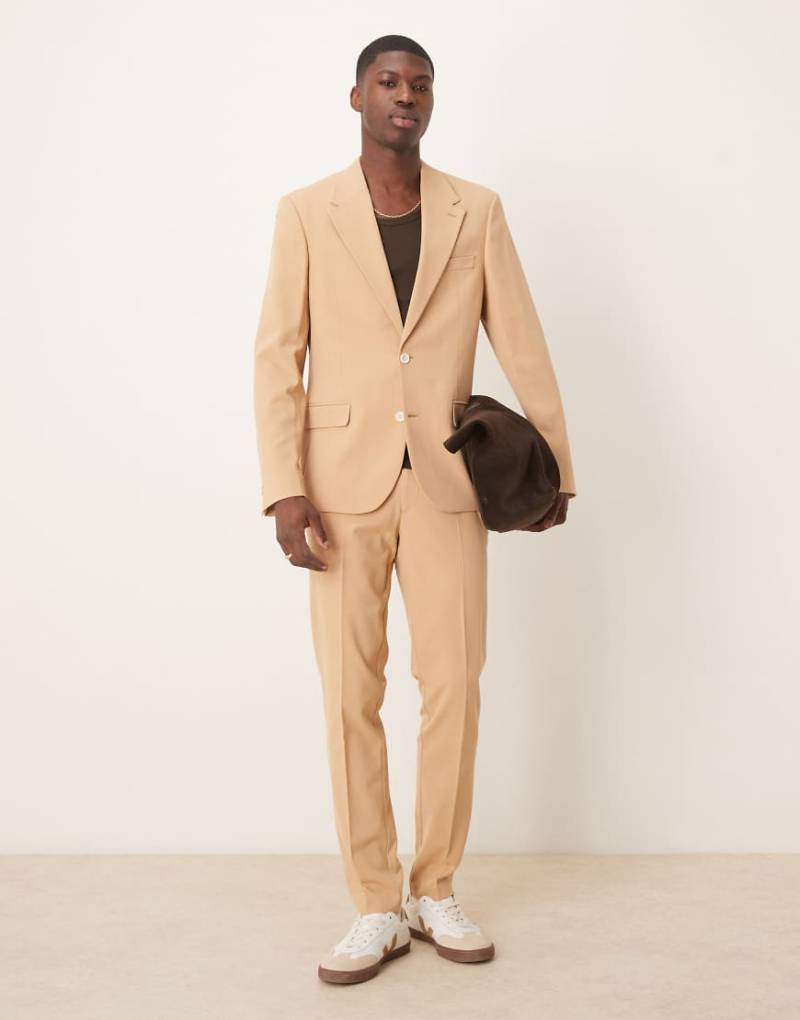 ASOS DESIGN - Skinny-Fit-Anzughose in Kieselbeige mit Vier-Wege-Stretch-Neutral von ASOS DESIGN