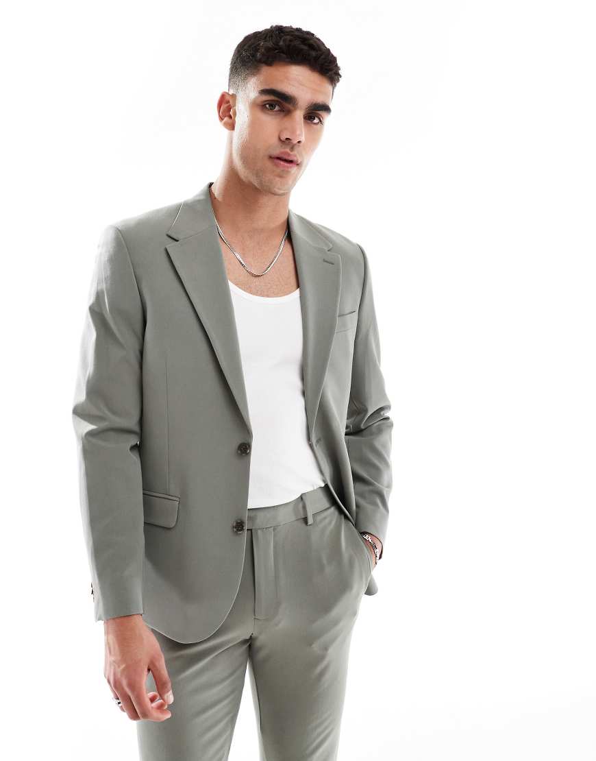 ASOS DESIGN - Skinny-Fit-Anzugjacke in Dunkelgrün mit Vier-Wege-Stretch von ASOS DESIGN