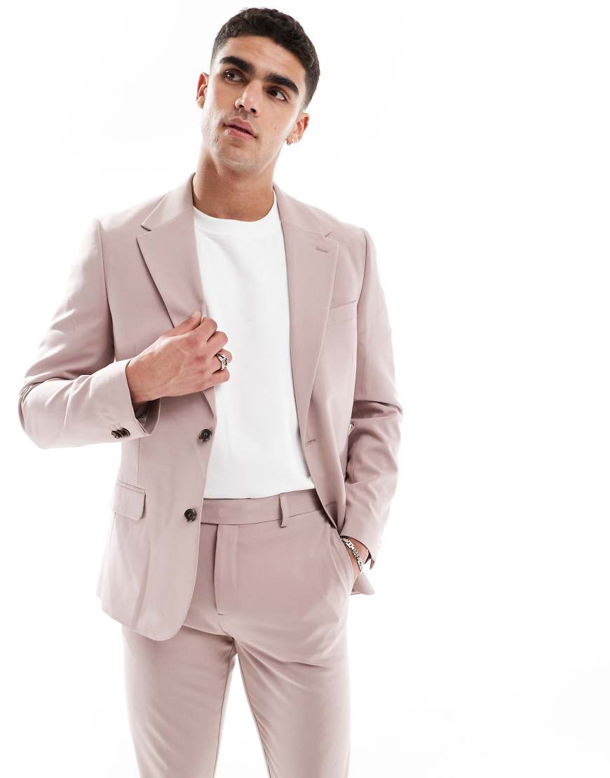 ASOS DESIGN - Skinny-Fit-Anzugjacke in Hellbraun mit Vier-Wege-Stretch von ASOS DESIGN