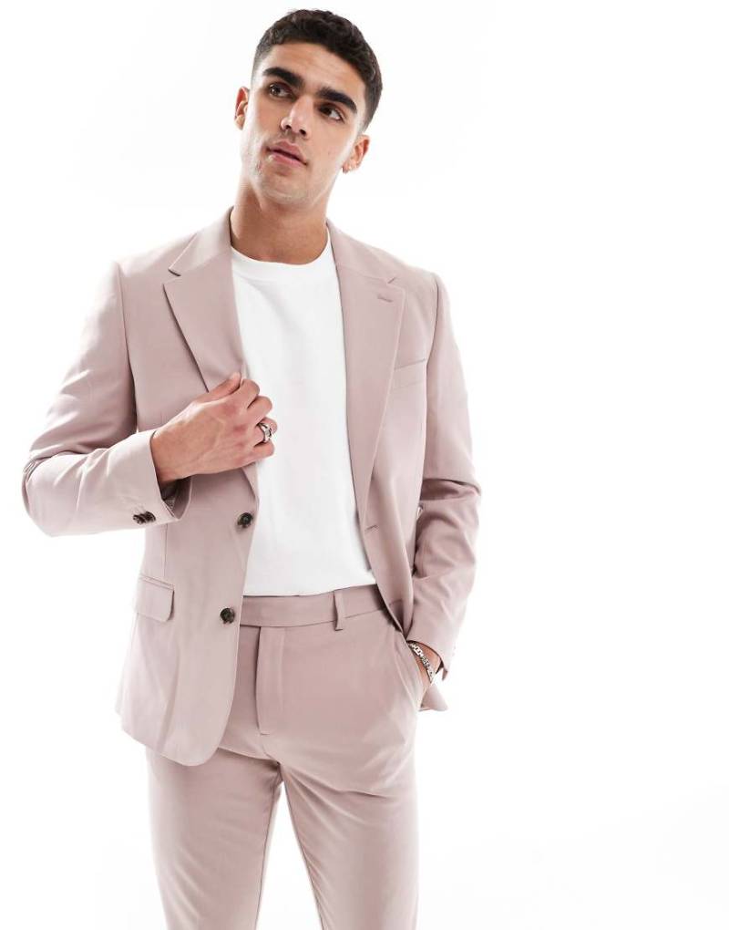 ASOS DESIGN - Skinny-Fit-Anzugjacke in Hellbraun mit Vier-Wege-Stretch von ASOS DESIGN