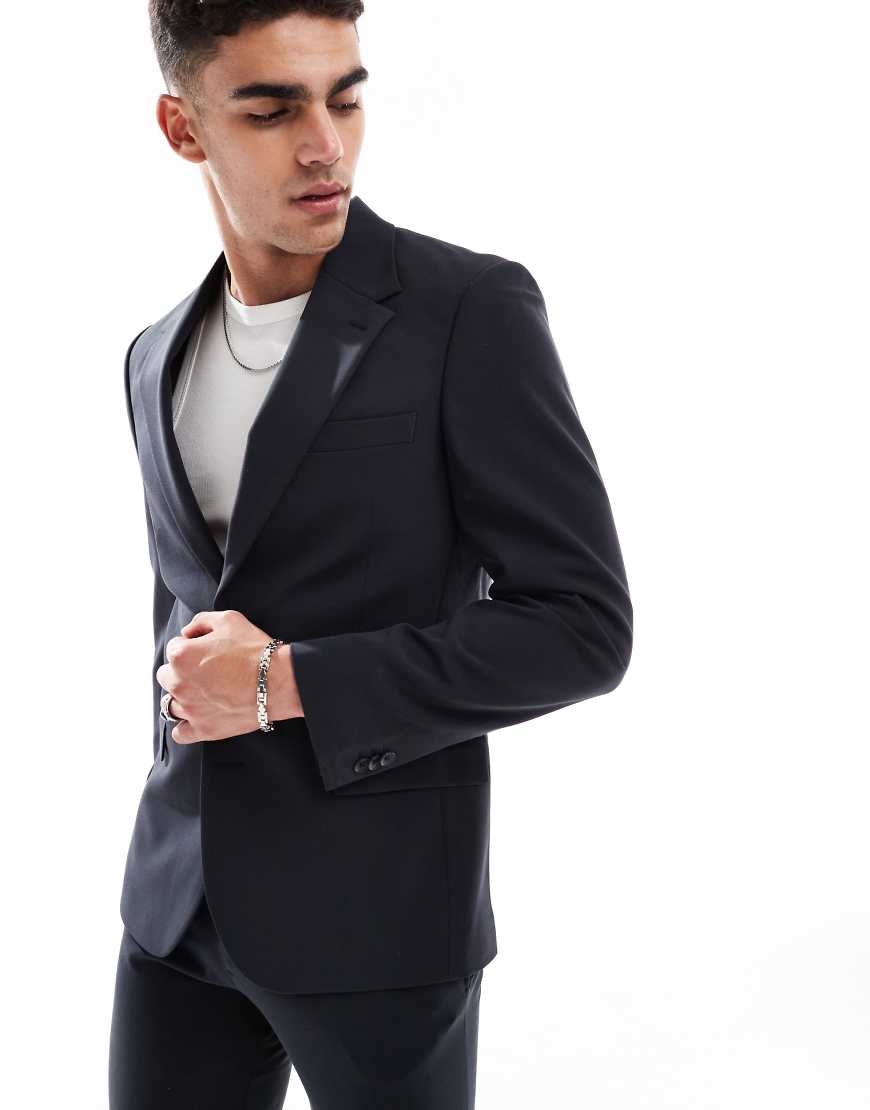 ASOS DESIGN - Skinny-Fit-Anzugjacke in Schwarz mit Vier-Wege-Stretch von ASOS DESIGN