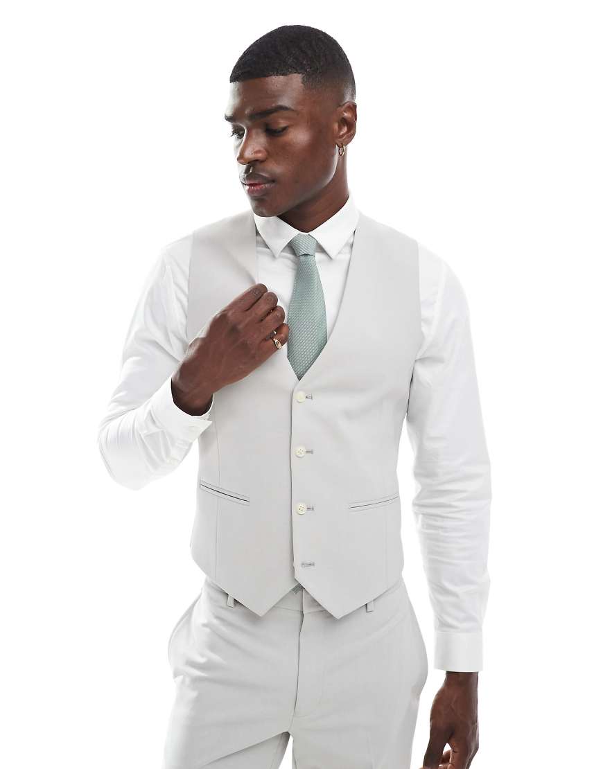 ASOS DESIGN - Skinny-Fit-Anzugweste in Hellgrau von ASOS DESIGN