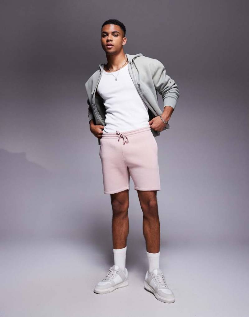 ASOS DESIGN - Skinny Fit Jersey-Shorts in Mauve-Rosa von ASOS DESIGN