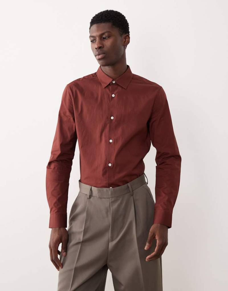 ASOS DESIGN - Skinny-Fit-Popeline-Hemd in Burgunderrot ASOS DESIGN - Skinny-Fit-Popeline-Hemd in Burgunderrot von ASOS DESIGN