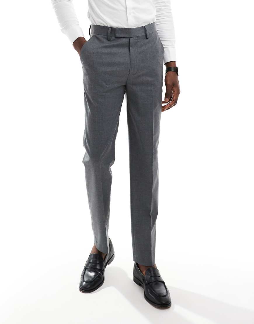 ASOS DESIGN - Slim Fit Anzughose in Anthrazit mit Wollanteil-Grau von ASOS DESIGN