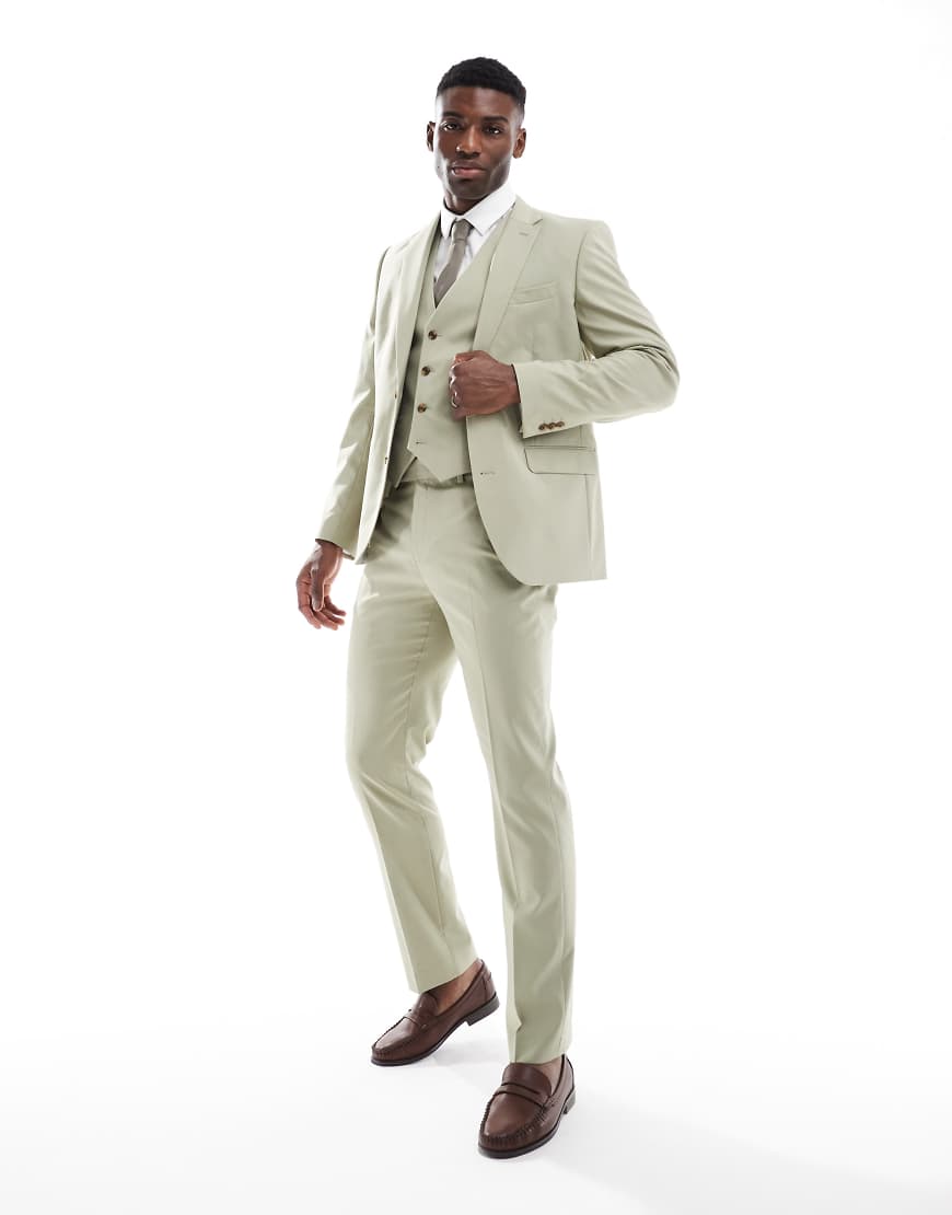 ASOS DESIGN - Slim Fit Anzughose in Salbeigrün ASOS DESIGN - Slim Fit Anzughose in Salbeigrün von ASOS DESIGN