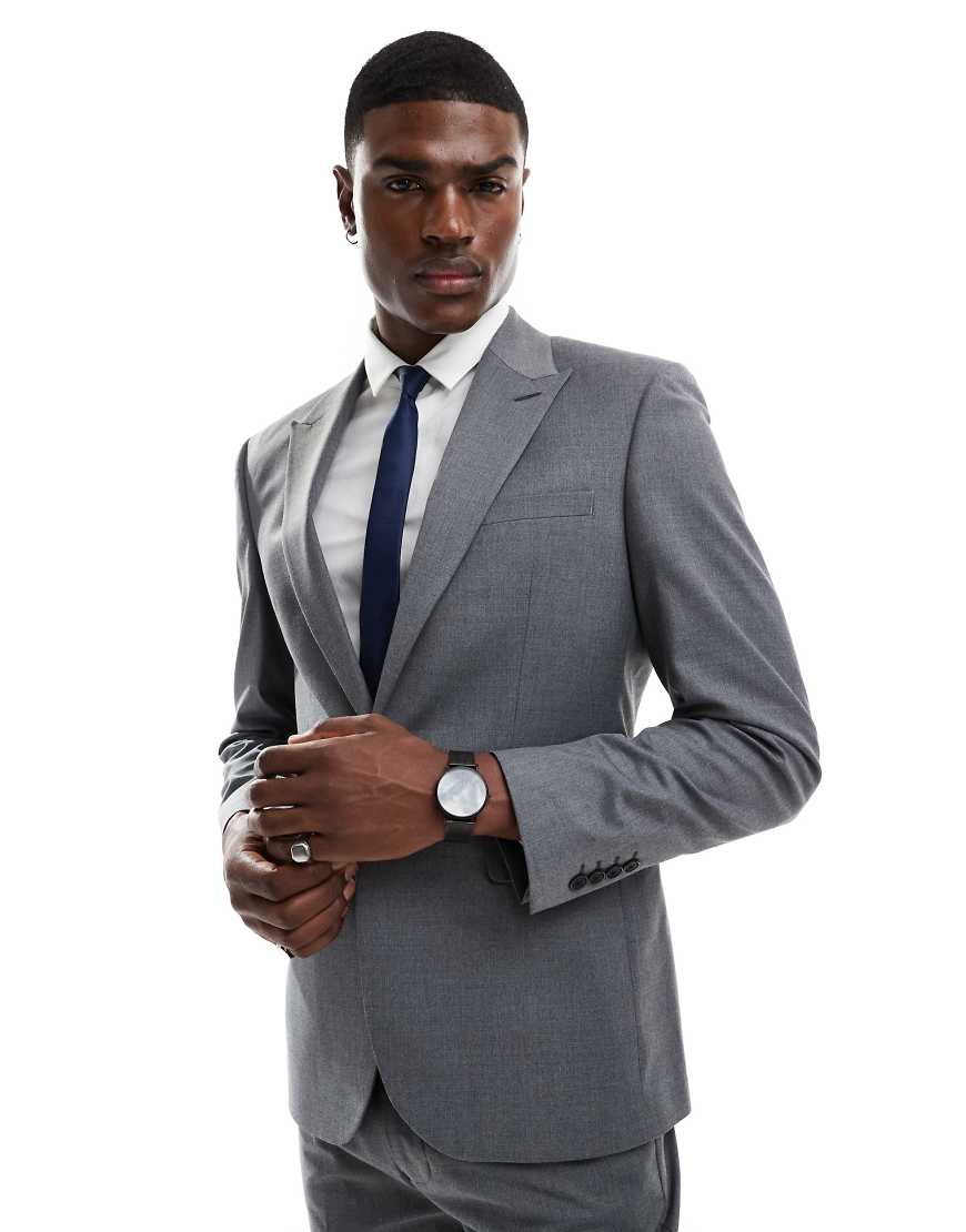 ASOS DESIGN - Slim Fit Anzugjacke in Anthrazit mit Wollanteil-Grau ASOS DESIGN - Slim Fit Anzugjacke in Anthrazit mit Wollanteil-Grau von ASOS DESIGN