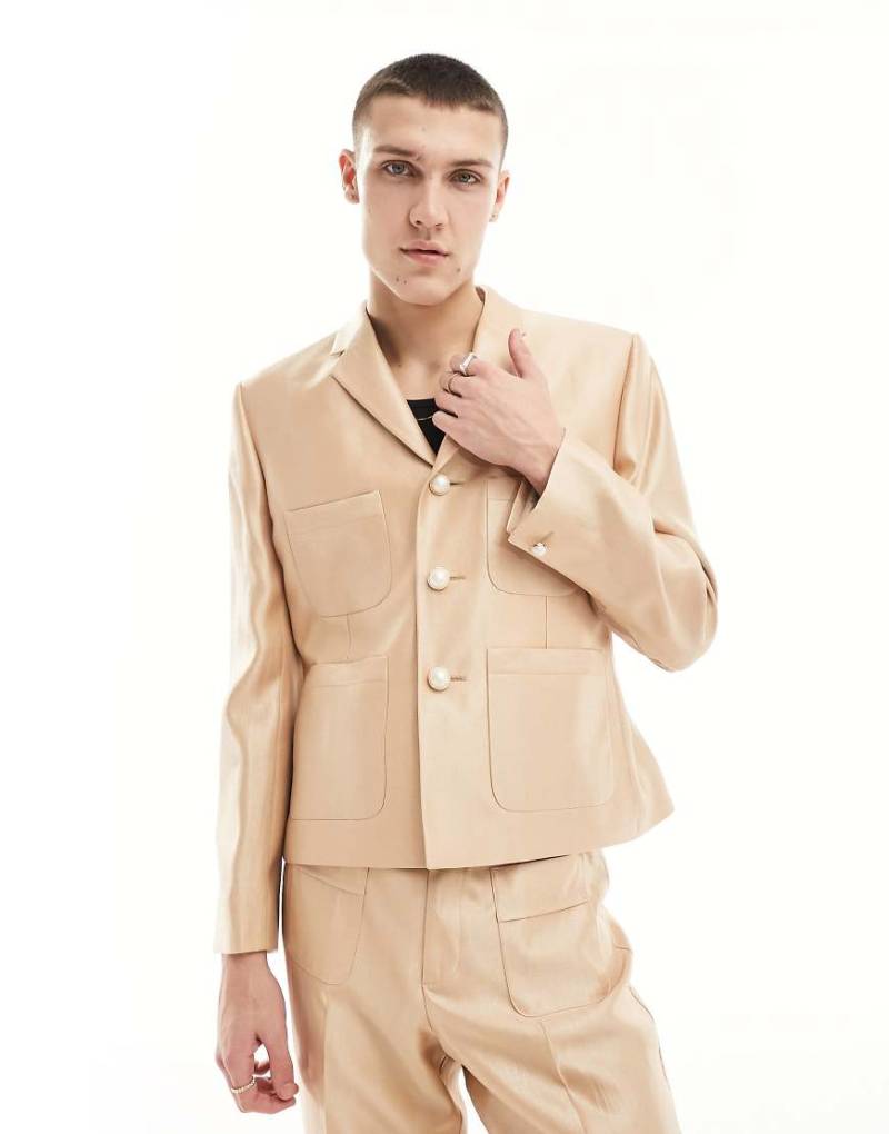 ASOS DESIGN - Slim Fit Anzugjacke in Gold-Goldfarben von ASOS DESIGN