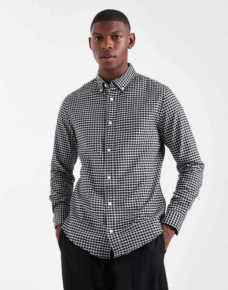ASOS DESIGN - Slim Fit-Hemd in Schwarz kariert von ASOS DESIGN