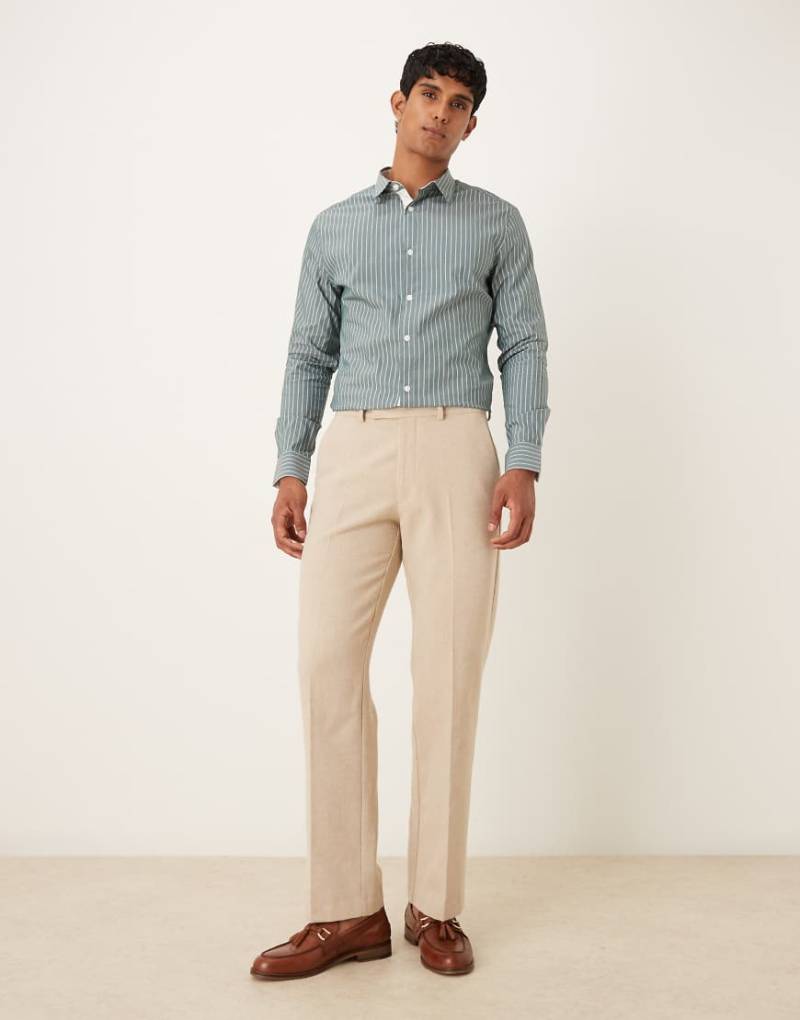 ASOS DESIGN - Hemd in Grün mit schmalen Streifen von ASOS DESIGN