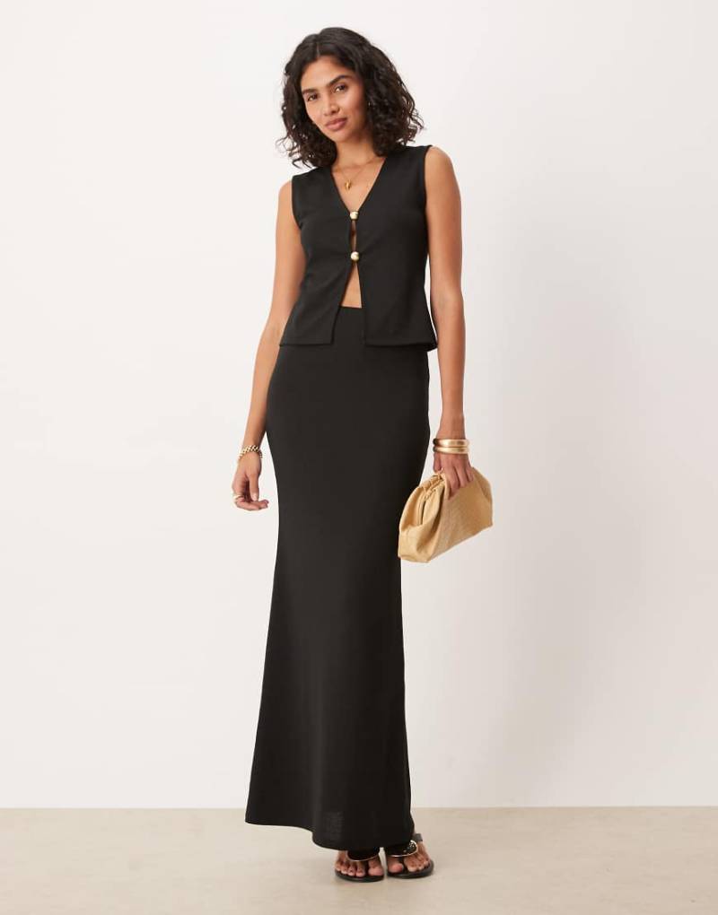 ASOS DESIGN - Slim Fit Maxirock in Schwarz, Kombiteil von ASOS DESIGN