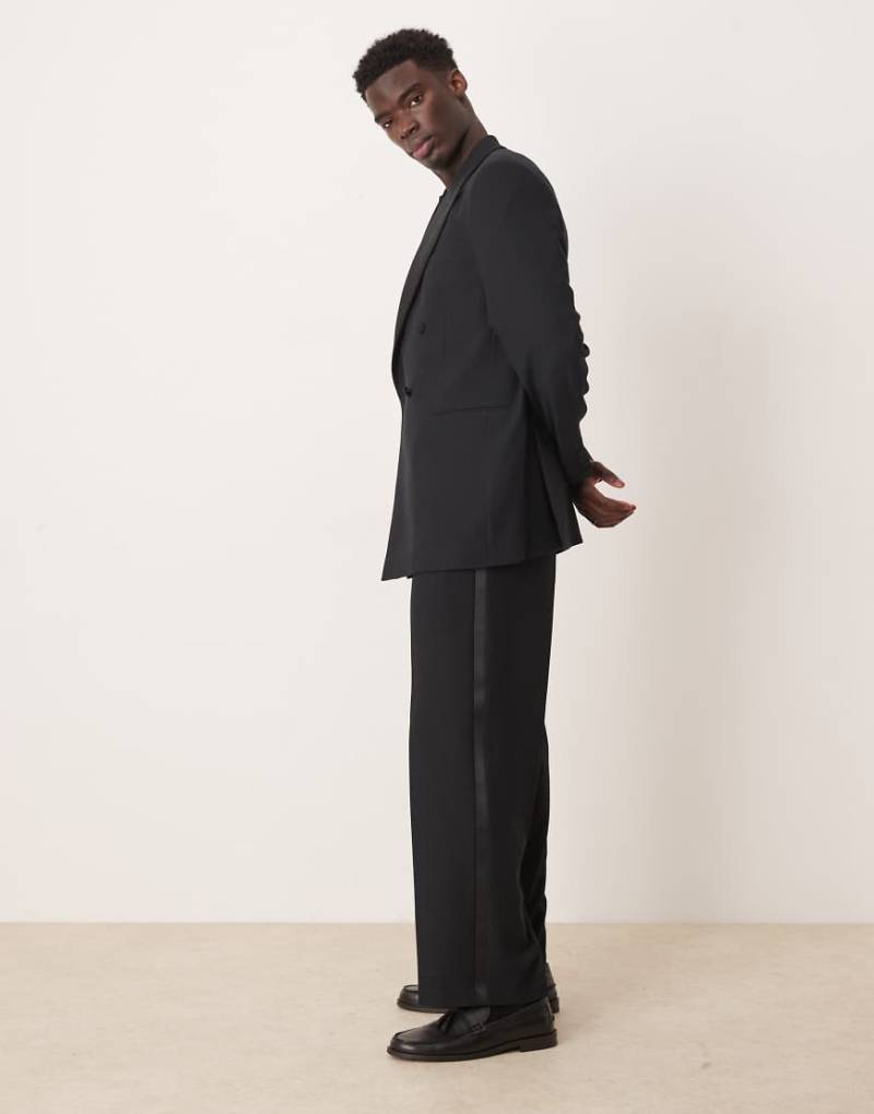 ASOS DESIGN - Smoking-Anzughose in Schwarz mit weitem Bein und Struktur von ASOS DESIGN