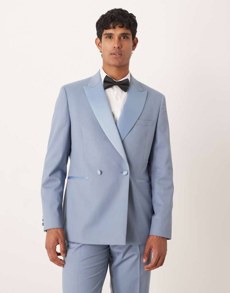 ASOS DESIGN - Smoking-Anzugjacke in Blau mit regulärem Schnitt von ASOS DESIGN