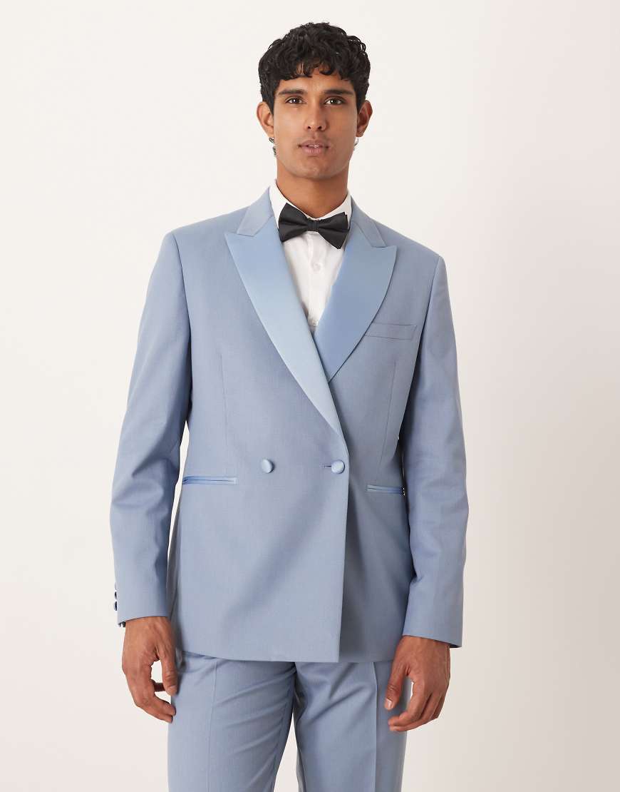 ASOS DESIGN - Smoking-Anzugjacke in Blau mit regulärem Schnitt von ASOS DESIGN