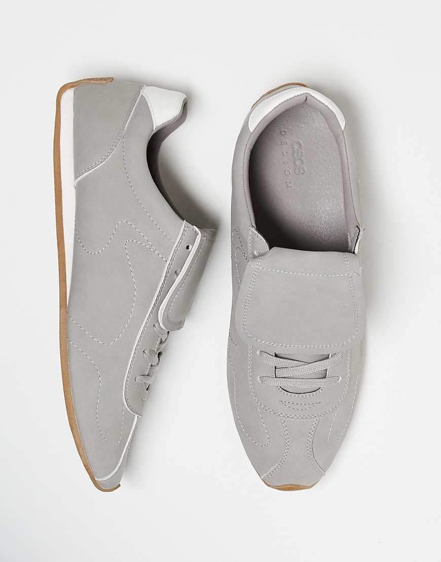 ASOS DESIGN - Sneaker in Grau mit Retro-Flair und Oversize-Lasche-Neutral ASOS DESIGN - Sneaker in Grau mit Retro-Flair und Oversize-Lasche-Neutral von ASOS DESIGN
