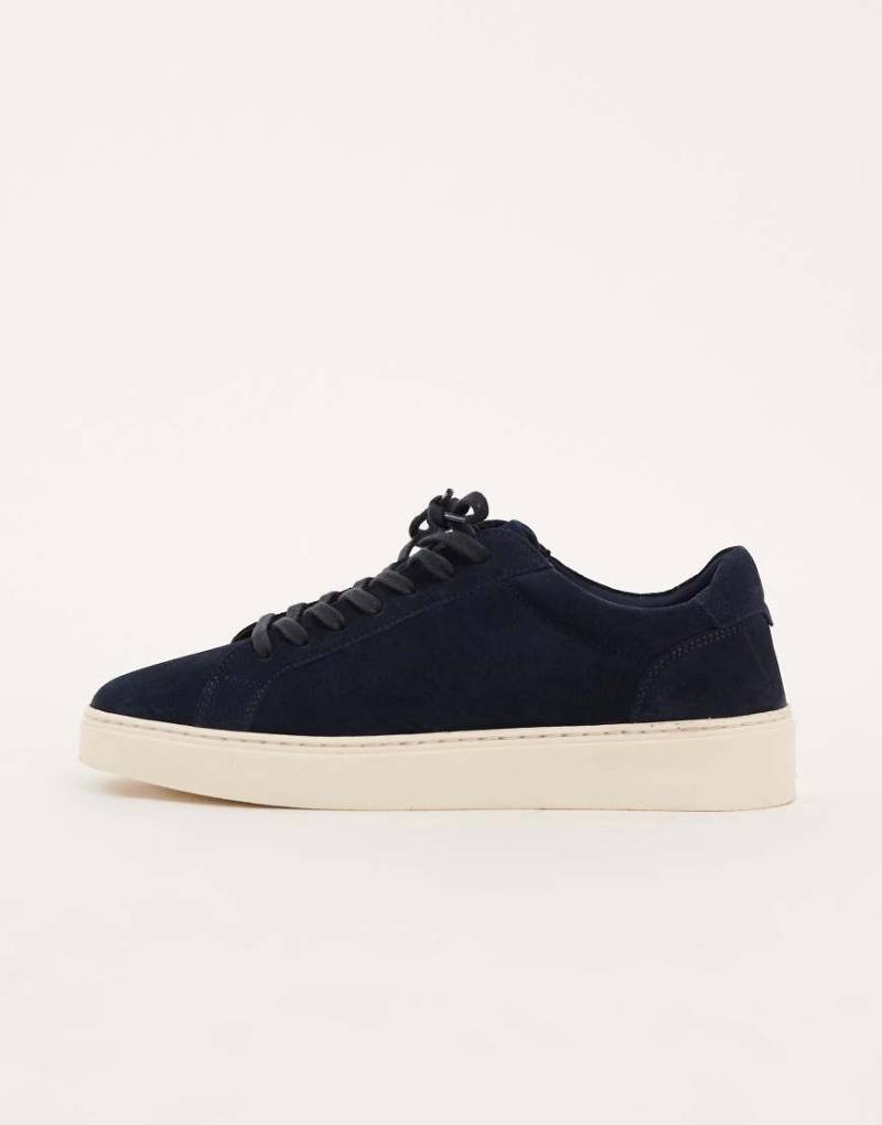 ASOS DESIGN - Leder-Sneaker in Marineblau mit Schnürung von ASOS DESIGN