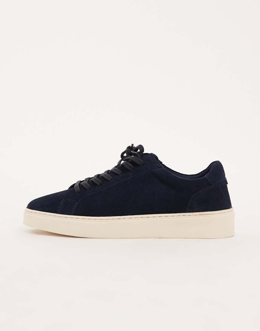 ASOS DESIGN - Leder-Sneaker in Marineblau mit Schnürung von ASOS DESIGN