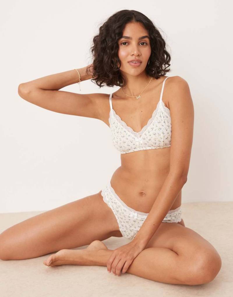 ASOS DESIGN - Sofia - Set mit Blümchenmuster bestehend aus Bustier und brasilianischem Höschen-Bunt von ASOS DESIGN