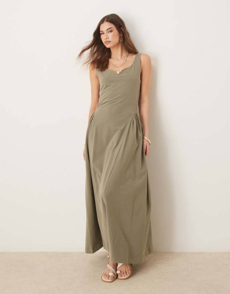 ASOS DESIGN - Sommerliches Maxikleid in Salbeigrün mit weitem Rock-Blau von ASOS DESIGN