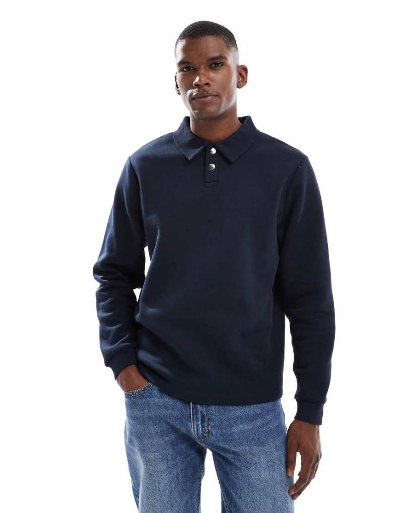ASOS DESIGN - Polohemd in Marineblau mit geripptem Kragen ASOS DESIGN - Polohemd in Marineblau mit geripptem Kragen von ASOS DESIGN