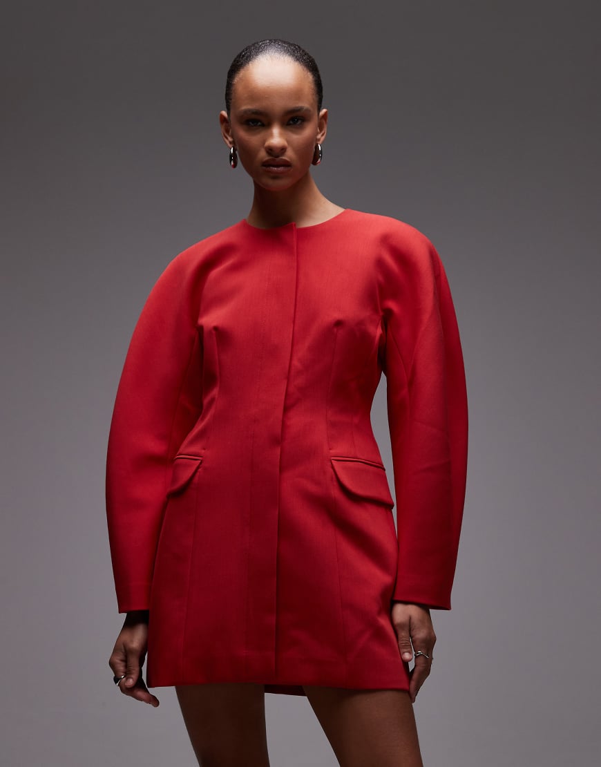 ASOS DESIGN - Statement-Blazerkleid in Rot mit Cocoon-Ärmeln von ASOS DESIGN