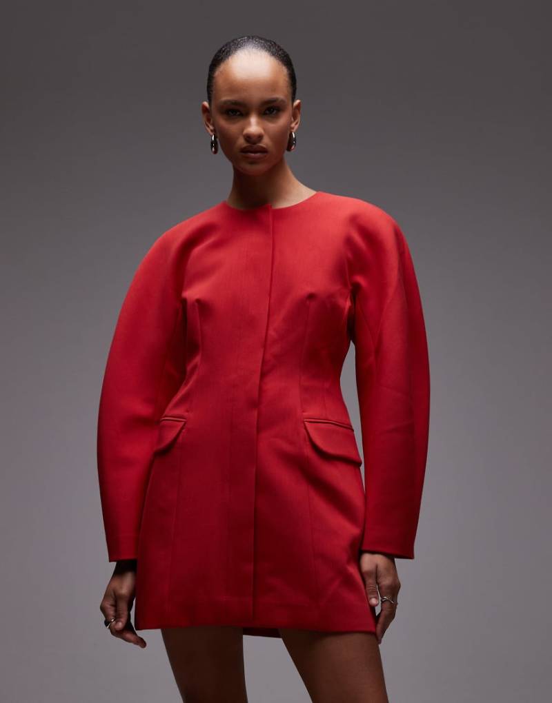 ASOS DESIGN - Statement-Blazerkleid in Rot mit Cocoon-Ärmeln von ASOS DESIGN