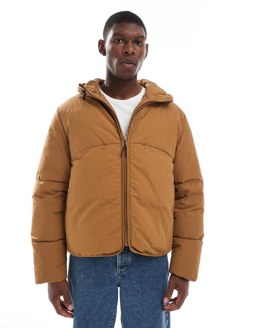 ASOS DESIGN - Steppjacke in Hellbraun mit Ziernaht von ASOS DESIGN