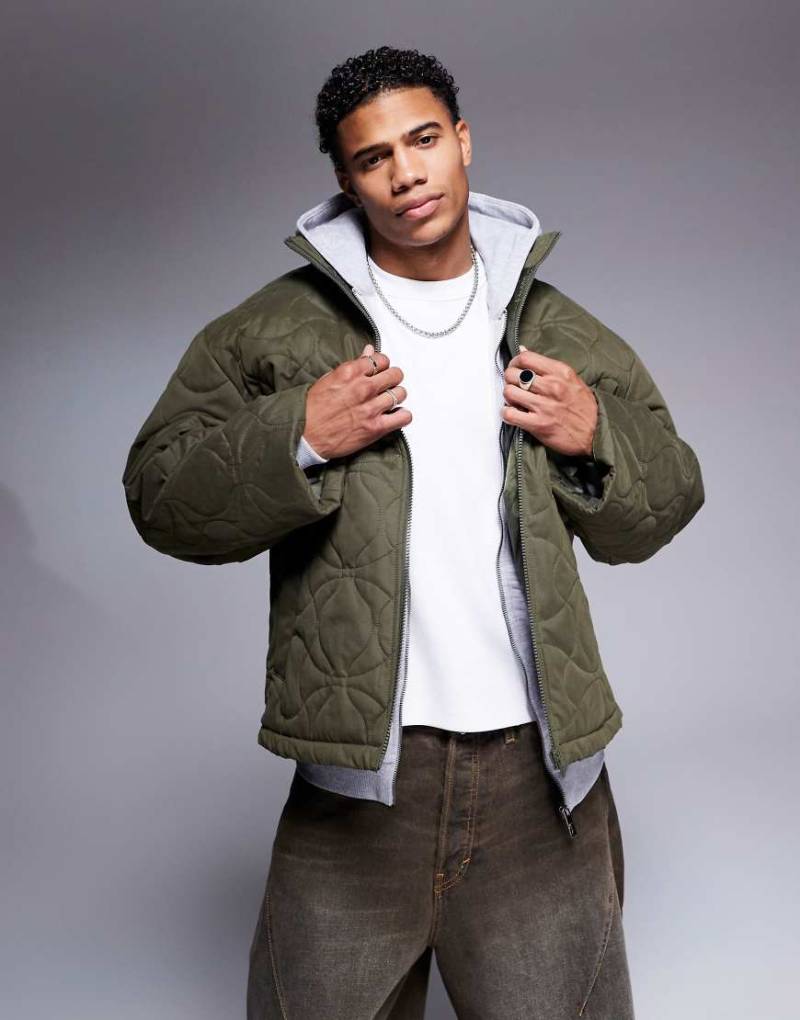 ASOS DESIGN- Steppjacke in Khaki-Grün von ASOS DESIGN