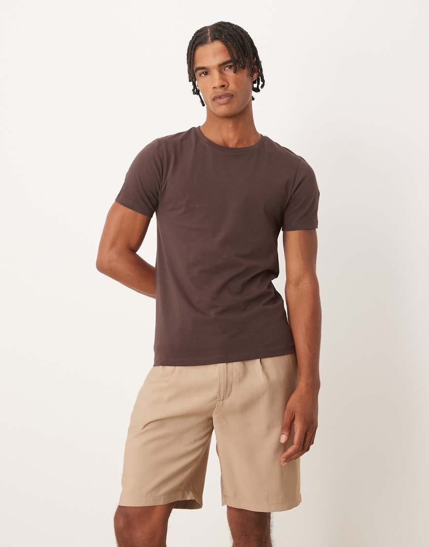 ASOS DESIGN - Straight Fit Chino-Shorts in steinbeiger Leinenoptik-Grün von ASOS DESIGN