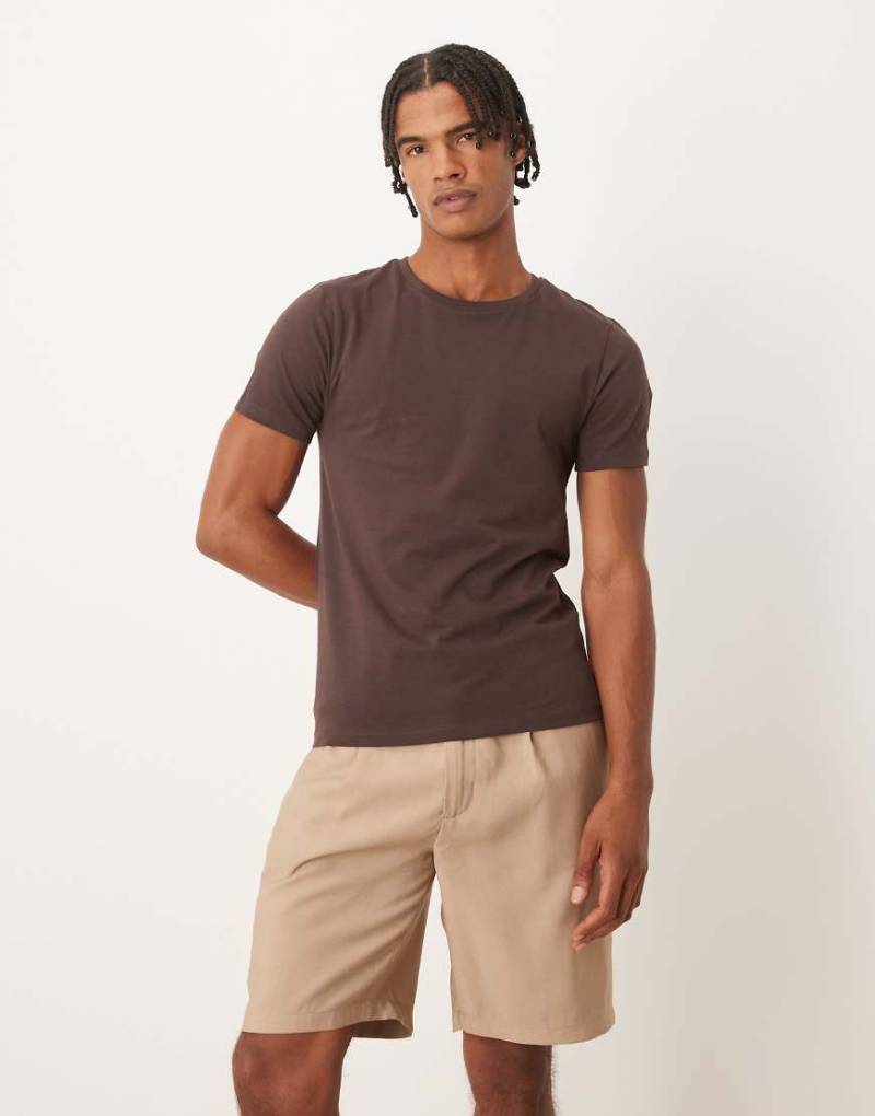 ASOS DESIGN - Straight Fit Chino-Shorts in steinbeiger Leinenoptik-Grün von ASOS DESIGN