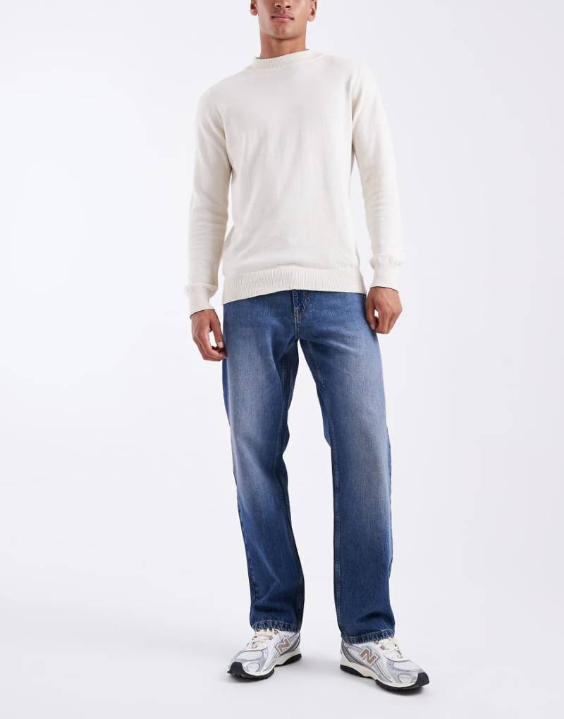 ASOS DESIGN - Straight-Fit-Jeans in dunkler Waschung-Blau von ASOS DESIGN