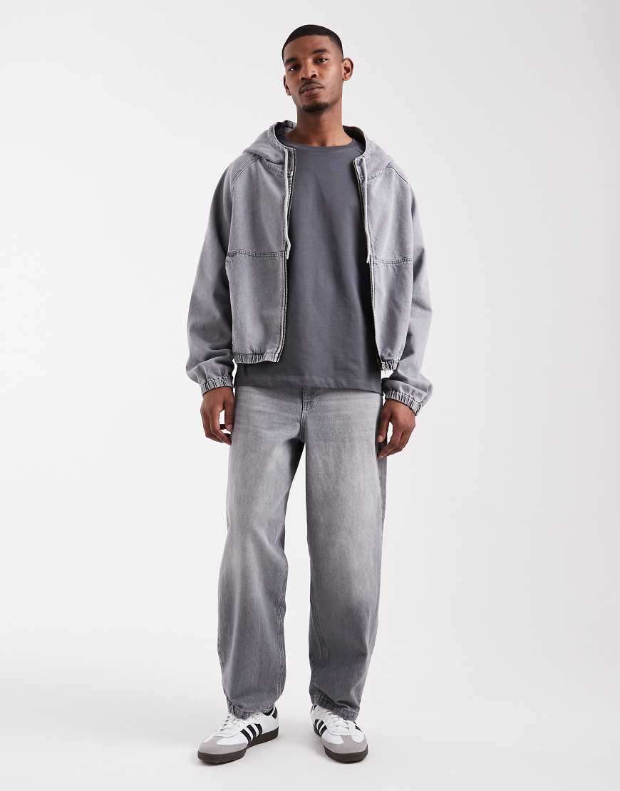 ASOS DESIGN - Straight Jeans in verwaschenem Grau mit lockerem Schnitt, Kombiteil von ASOS DESIGN