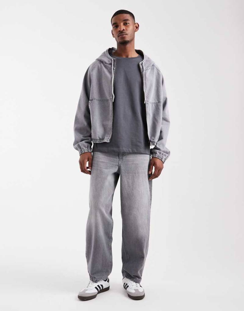 ASOS DESIGN - Straight Jeans in verwaschenem Grau mit lockerem Schnitt, Kombiteil von ASOS DESIGN