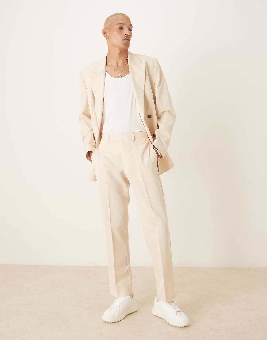 ASOS DESIGN - Straight Leg Anzughose in Ecru mit Baumwolle-Weiß ASOS DESIGN - Straight Leg Anzughose in Ecru mit Baumwolle-Weiß von ASOS DESIGN