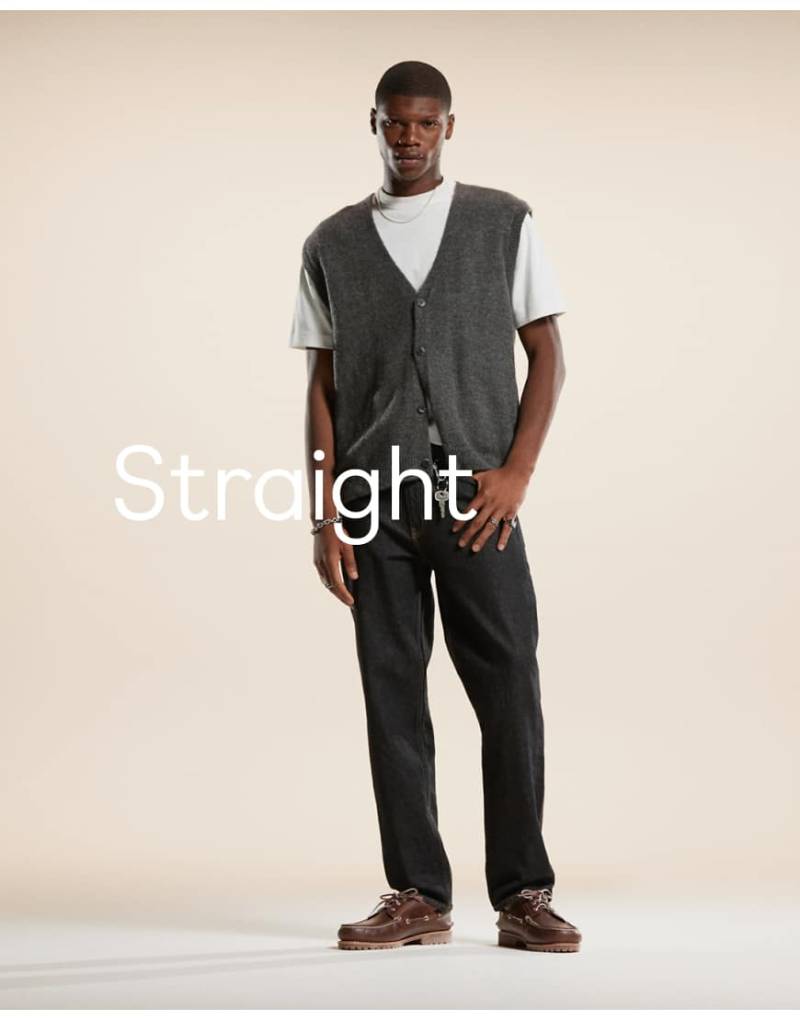 ASOS DESIGN - Stretch-Jeans mit geradem Schnitt in Raw-Waschung-Blau von ASOS DESIGN