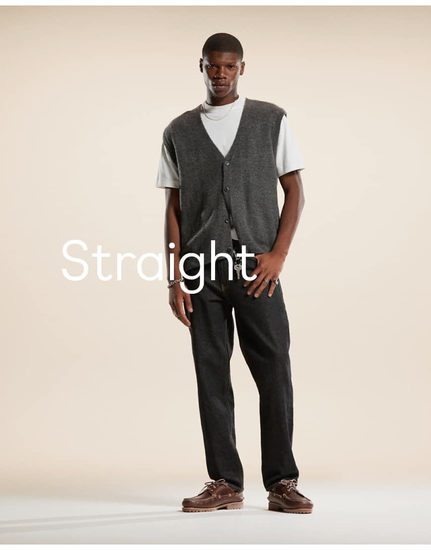 ASOS DESIGN - Stretch-Jeans mit geradem Schnitt in Raw-Waschung-Blau von ASOS DESIGN