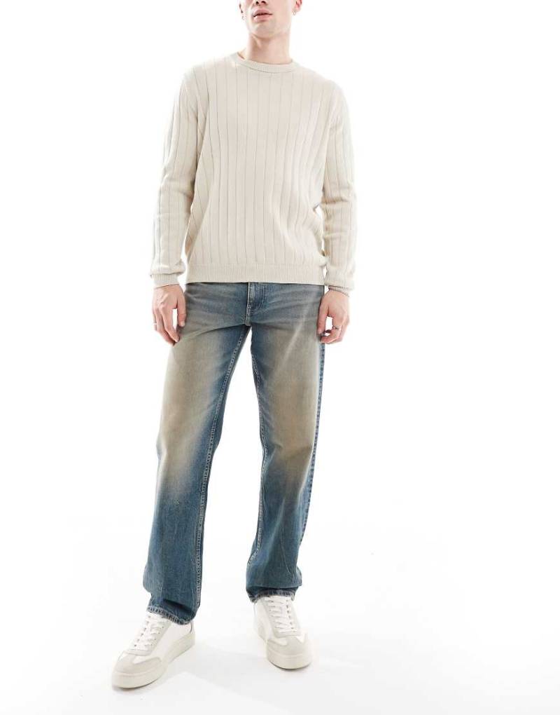 ASOS DESIGN - Straight Jeans in verwaschenem Hellblau mit Farbstich von ASOS DESIGN