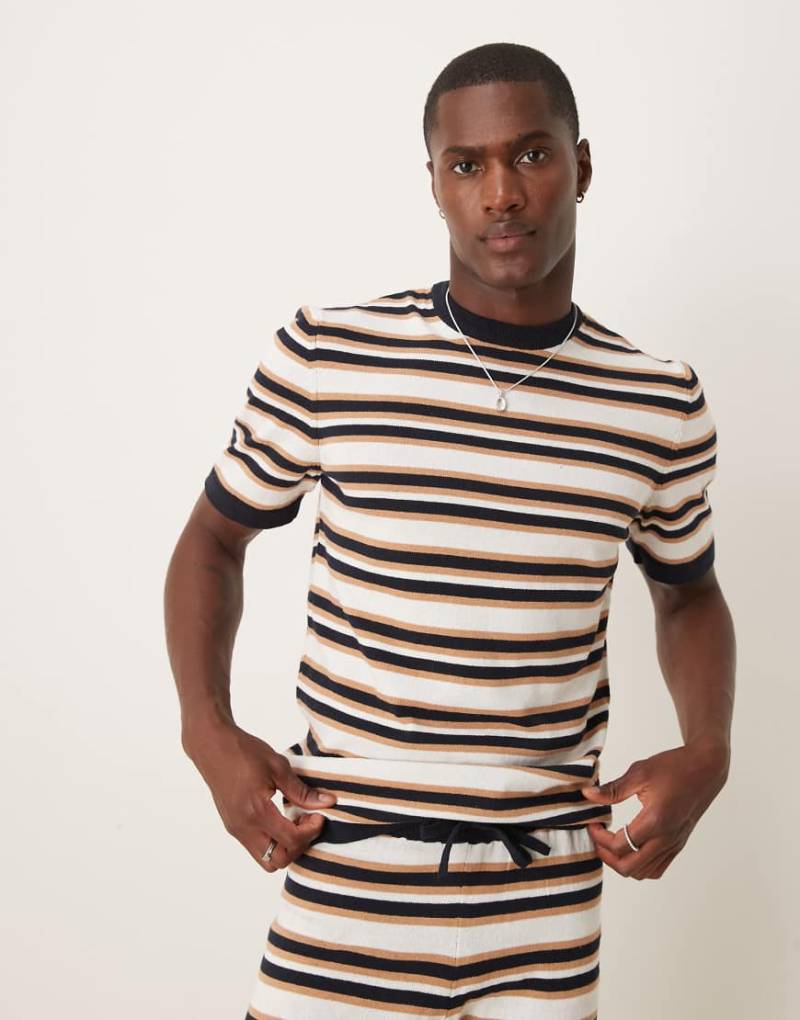 ASOS DESIGN - Strick-T-Shirt mit Streifen, Kombiteil-Schwarz von ASOS DESIGN