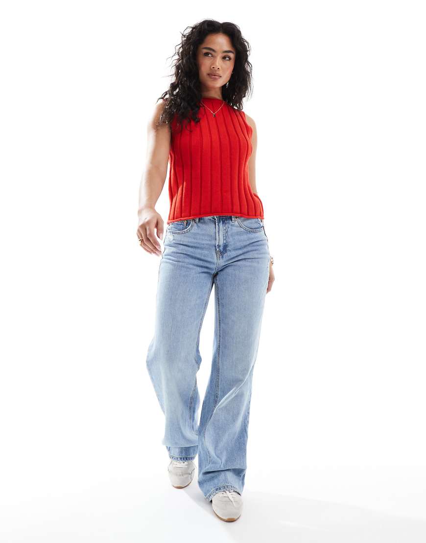 ASOS DESIGN - Strick-Trägertop in Rot mit breitem Rippenmuster ASOS DESIGN - Strick-Trägertop in Rot mit breitem Rippenmuster von ASOS DESIGN