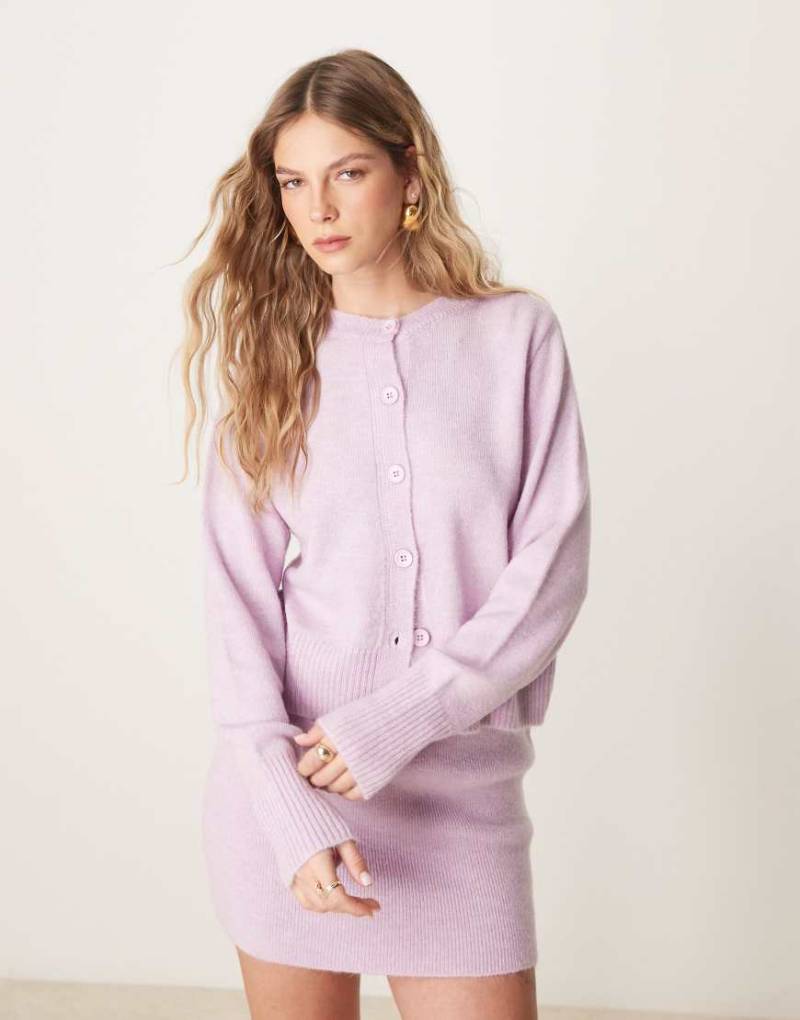 ASOS DESIGN - Strickjacke in Fliederrosa, Kombiteil von ASOS DESIGN