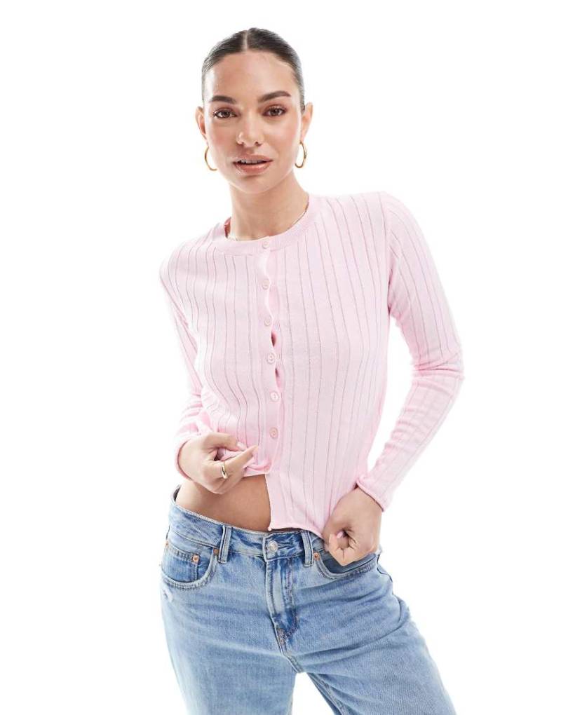 ASOS DESIGN - Strickjacke in Rosa-Gelb von ASOS DESIGN