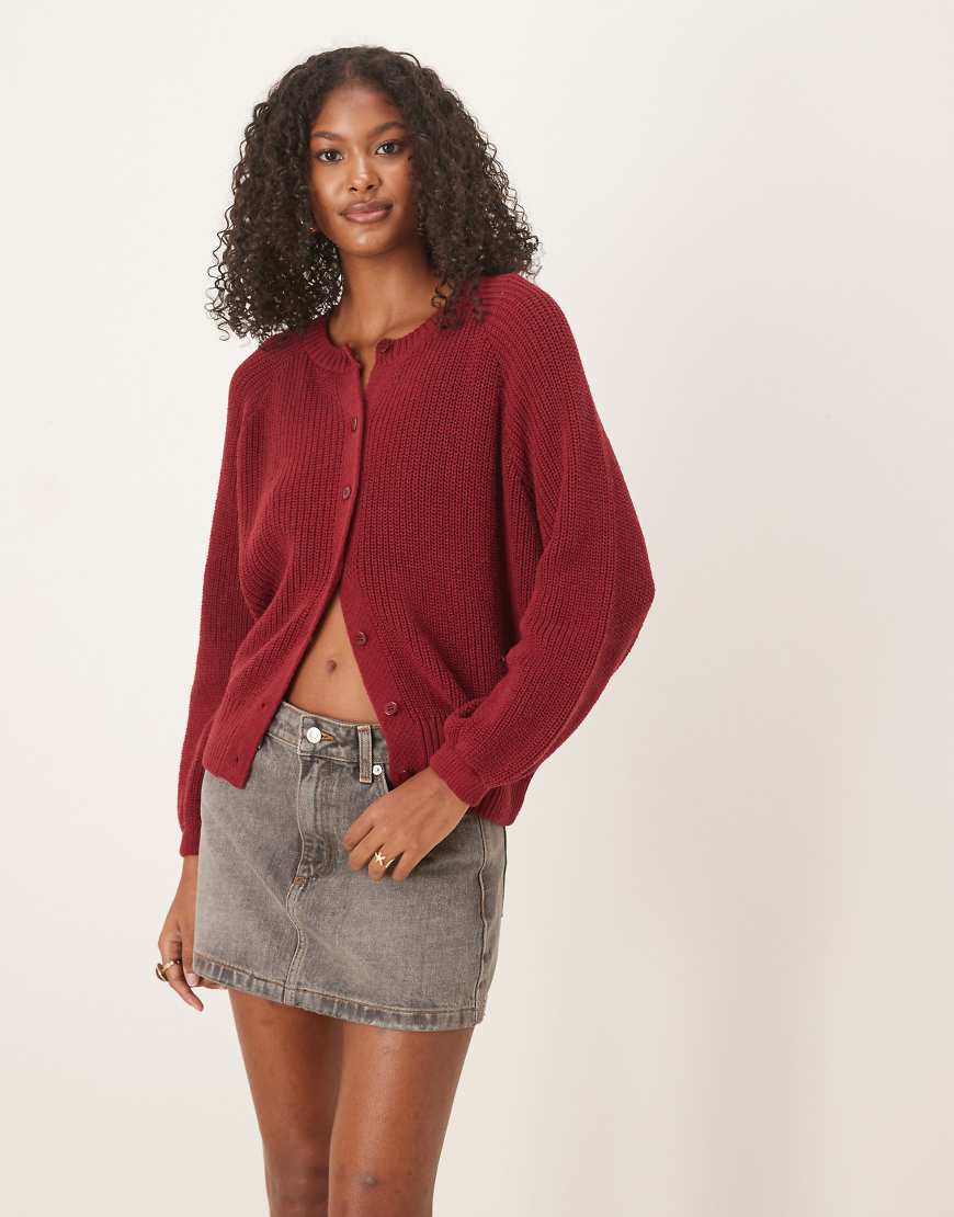 ASOS DESIGN - Strickjacke in Rostrot mit Raglanärmeln von ASOS DESIGN