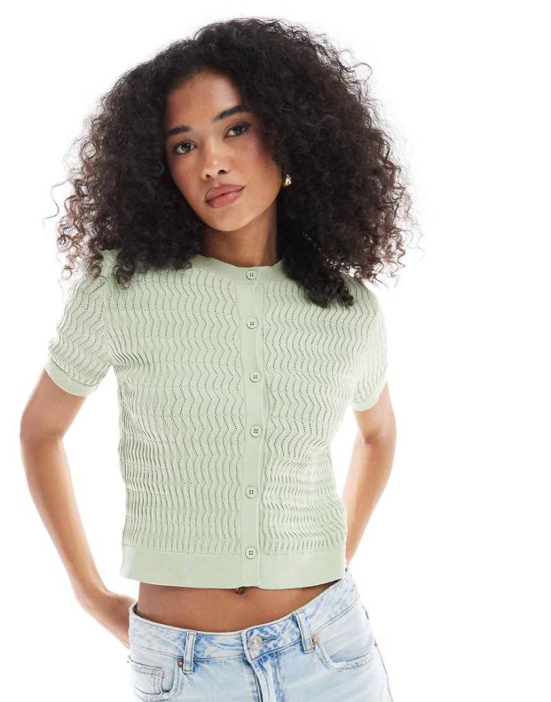 ASOS DESIGN - Strickjacke in Salbeigrün von ASOS DESIGN