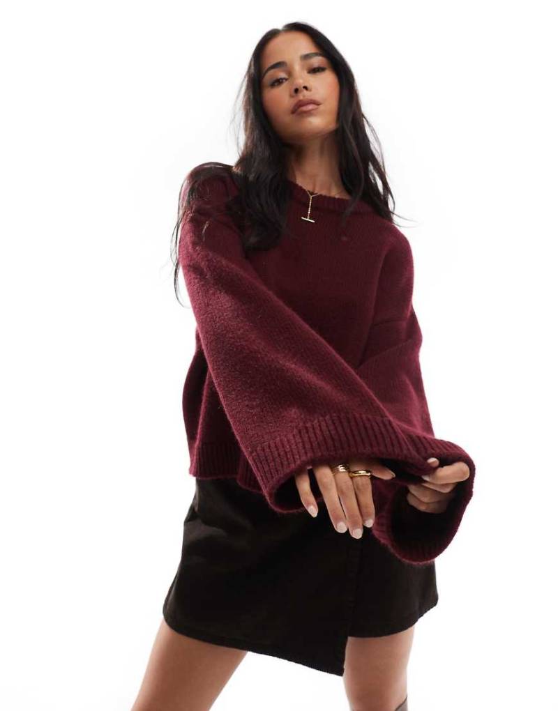 ASOS DESIGN - Strickpullover in Burgunderrot mit weiten Ärmeln von ASOS DESIGN