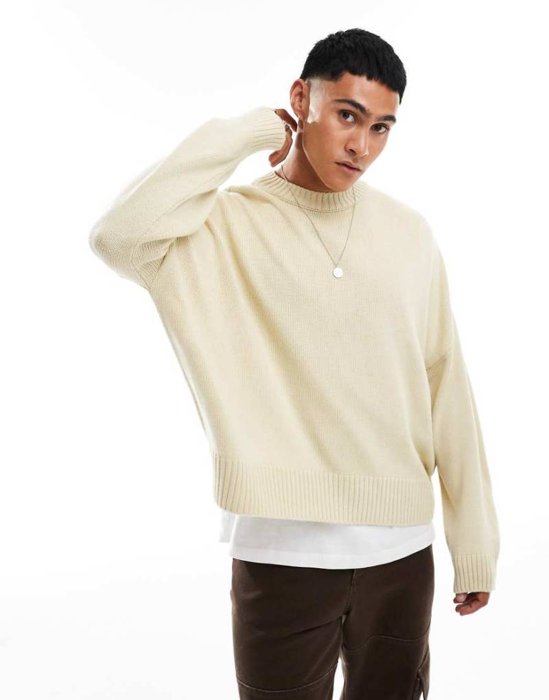 ASOS DESIGN - Strickpullover in Ecru mit Super-Oversize-Schnitt-Neutral von ASOS DESIGN