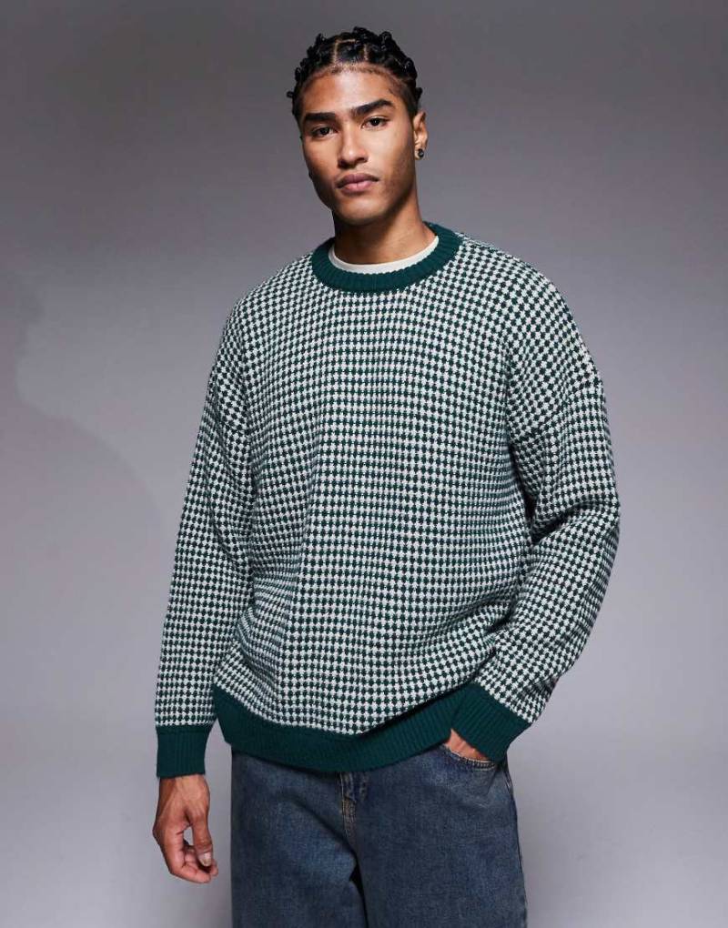 ASOS DESIGN - Strickpullover in Grün mit Rundhalsausschnitt und Streifen von ASOS DESIGN
